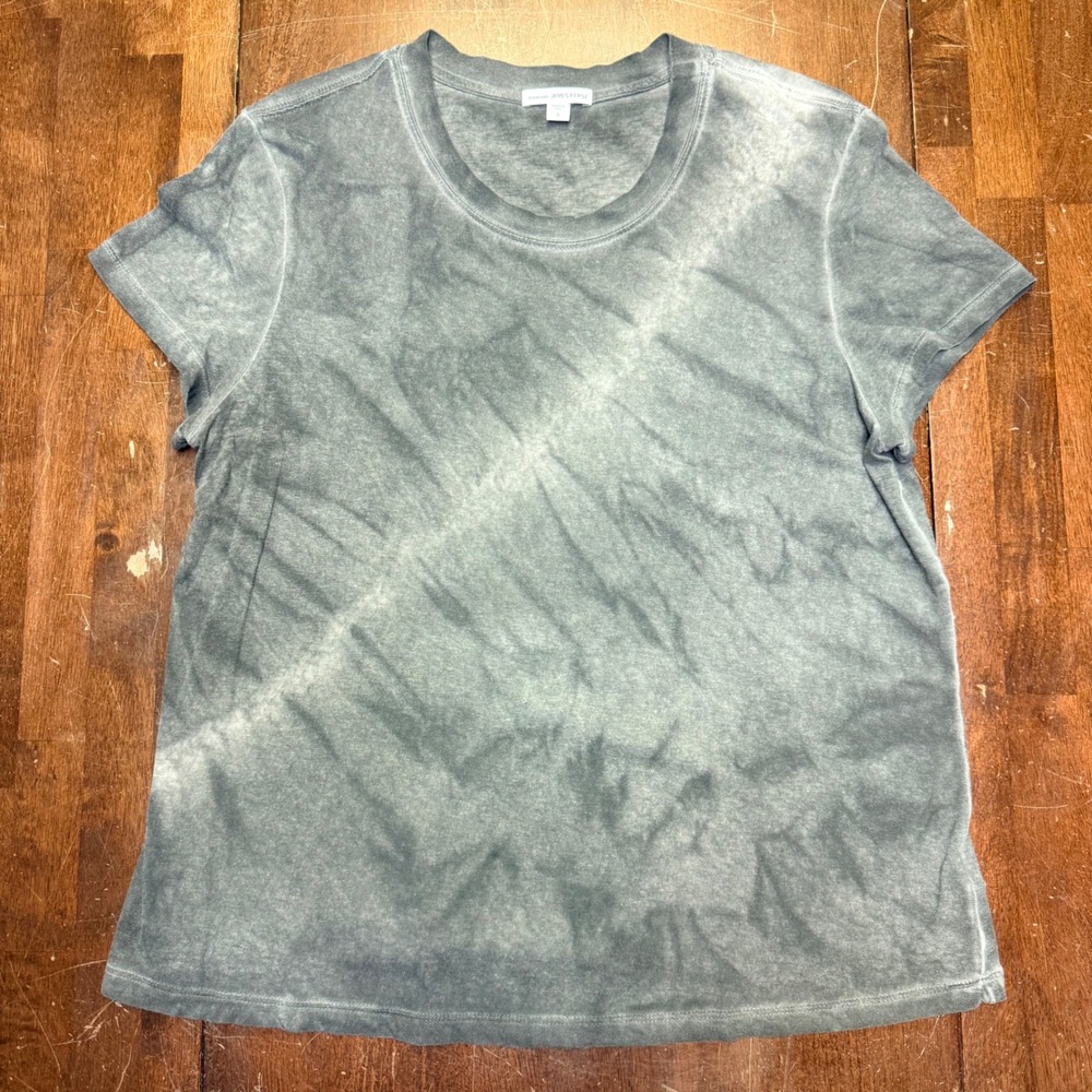 James Perse T-Shirt Womens 3 Gray Cloud Wash Tie Dye Short Sleeve Crew‎ Neck Tee